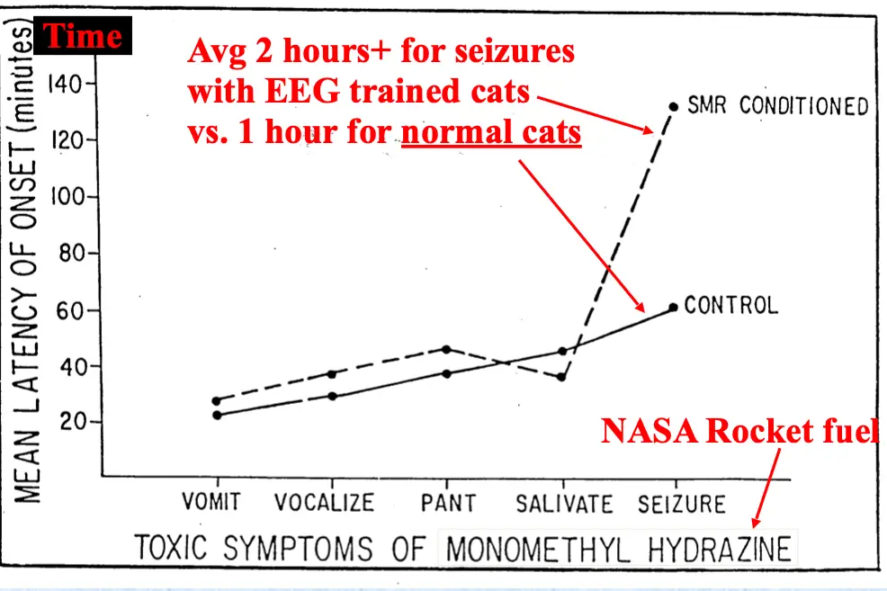 Sterman's cats: SMR conditioning increased seizure-resistance under monomethylhydrazine exposure